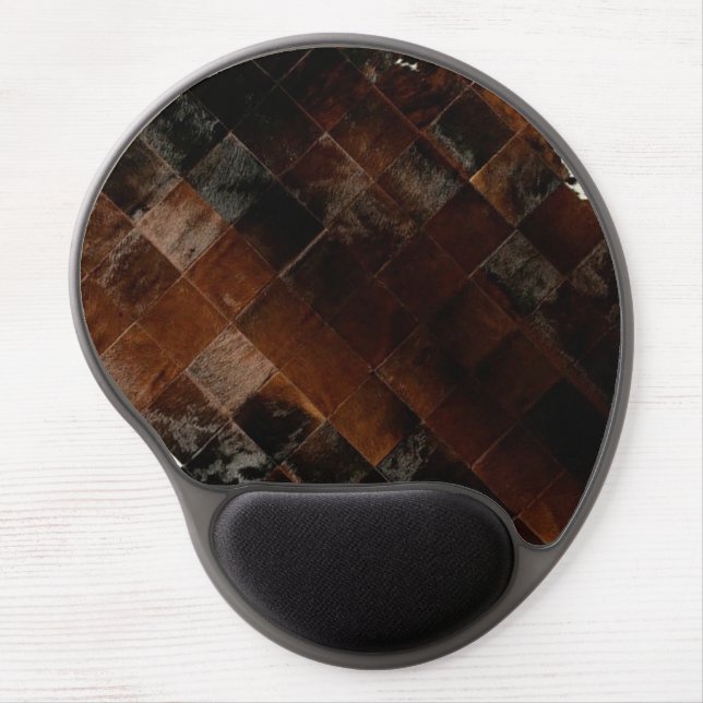 Rustic Brown Patchwork Cowhide Gel Mouse Pad (Front)