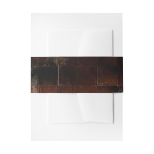 Rustic Brown Patchwork Cowhide Invitation Belly Band