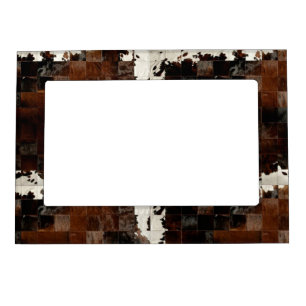 Rustic Brown Patchwork Cowhide Magnetic Frame