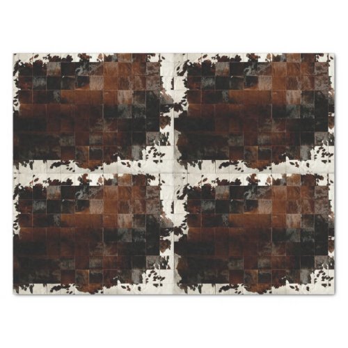 Rustic Brown Patchwork Cowhide Tissue Paper