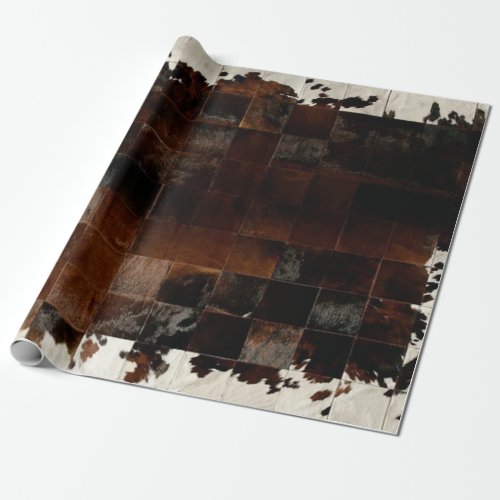 Rustic Brown Patchwork Cowhide Wrapping Paper