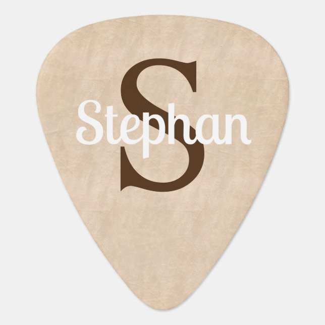 Rustic Brown Personalized Guitar Pick (Front)