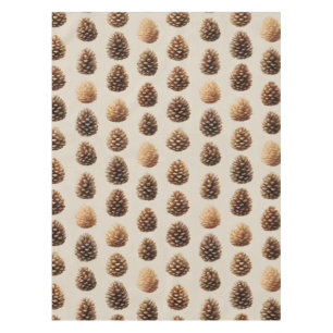 Rustic Brown Pine Cone Winter Pattern Tablecloth