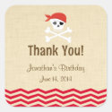 Rustic Brown Pirate Birthday Stickers