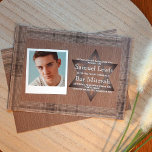 Rustic Brown Plaid Bar Mitzvah Photo Invitation<br><div class="desc">Beautiful taupe and beige artwork surrounds white photo frame. Plaid and faux Birchwood details are perfect for gray, olive, brown, neutral, or natural Bar Mitzvah color themes. Scrapbook style layout is attractive with Bar Mitzvah photo and personalized details. Easily transfer brown Bat Mitzvah paper stationary to a variety of other...</div>