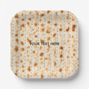 Rustic Brown Realistic Matzah Texture Graphic Paper Plates