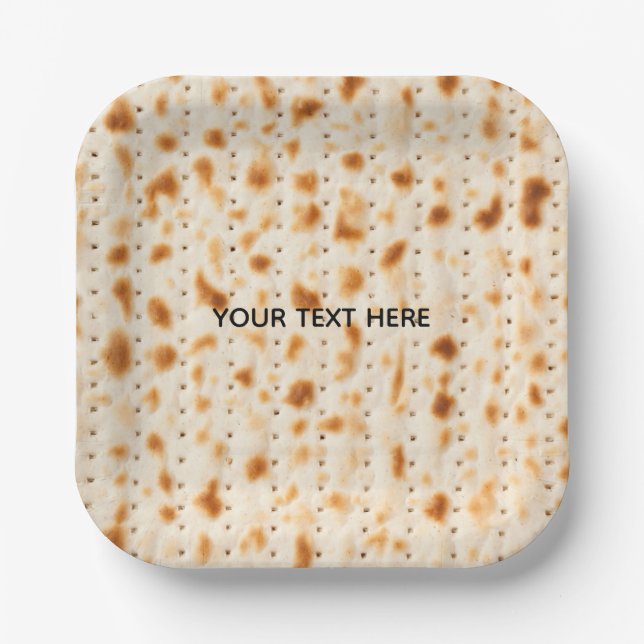 Rustic Brown Realistic Matzah Texture Graphic Paper Plates (Front)