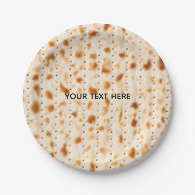 Rustic Brown Realistic Matzah Texture Graphic Paper Plates (Front)