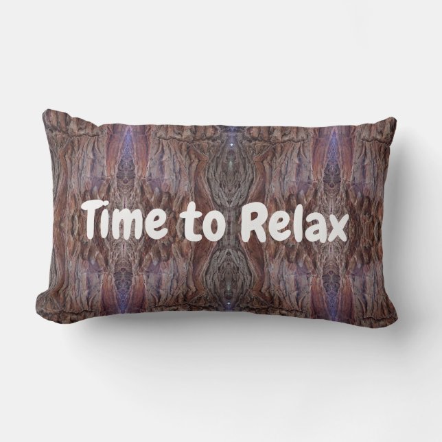 Rustic Brown Red Abstract Relax Tree Bark Lumbar Pillow (Front)