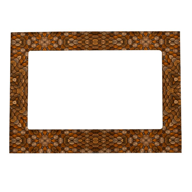 Rustic Brown Scale Vintage Fractal Kaleidoscope Magnetic Frame (Front)