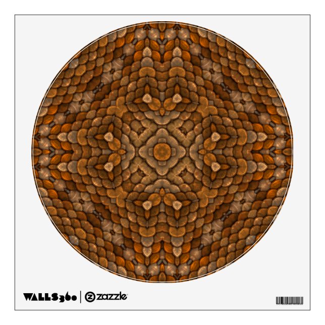 Rustic Brown Scale Vintage Fractal Kaleidoscope Wall Decal (Front)