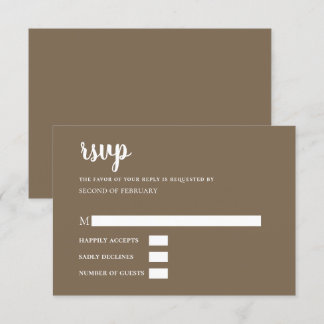 Rustic Brown Simple Calligraphy Modern RSVP Card