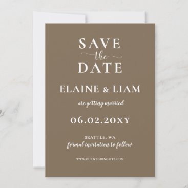 Rustic Brown Simple Calligraphy Modern Wedding Save The Date