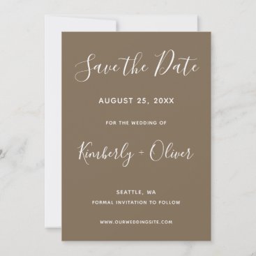 Rustic Brown Simple Calligraphy Save the Date