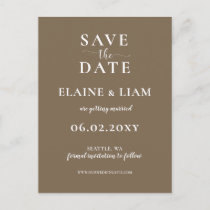 Rustic Brown Simple Calligraphy Save The Date Announcement Postcard