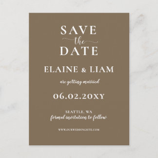 Rustic Brown Simple Calligraphy Save The Date Announcement Postcard