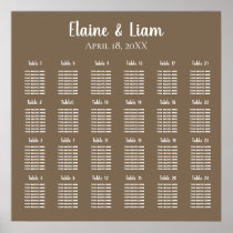 Rustic Brown Simple Calligraphy Wedding Seating Poster