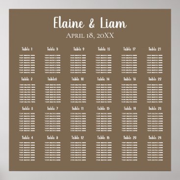 Rustic Brown Simple Calligraphy Wedding Seating Poster