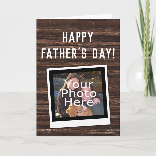 Rustic Brown Snapshot Happy Fathers Day Photo Card (Front)