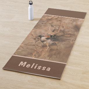 Rustic Brown Sparrow Birds Nature Photo With Name Yoga Mat