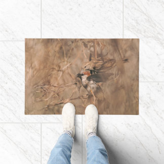 Rustic Brown Sparrow Birds Wildlife Photography Doormat