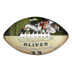 Rustic Brown Team Player Number Photo Football