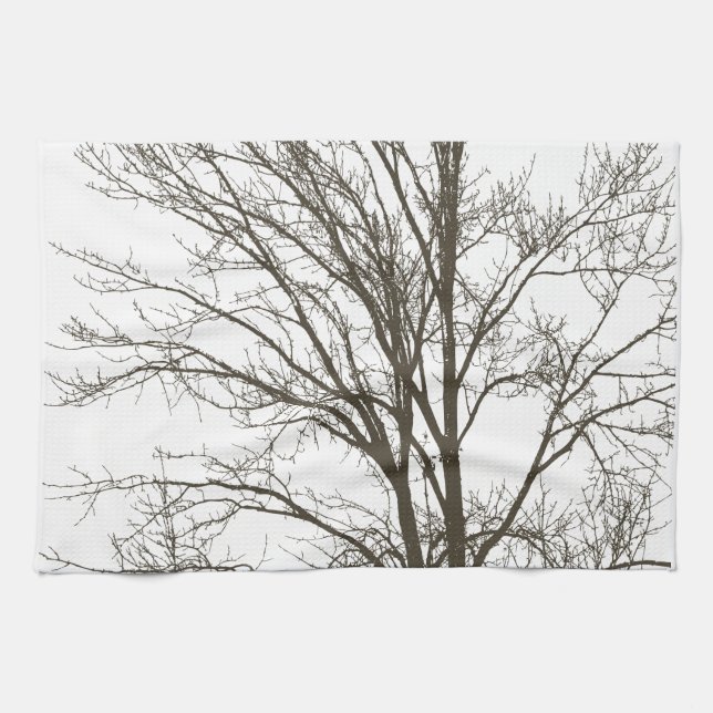 Rustic brown tree branches  kitchen towel (Horizontal)