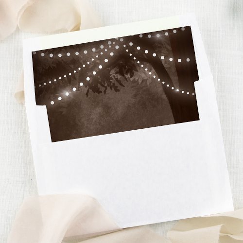 Rustic Brown Tree String Lights Wedding Envelope Liner