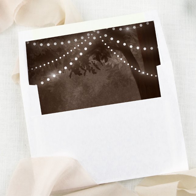 Rustic Brown Tree String Lights Wedding Envelope Liner (Creator Uploaded)