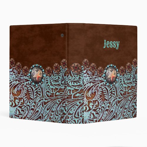 Rustic brown turquoise cowboy western country  mini binder