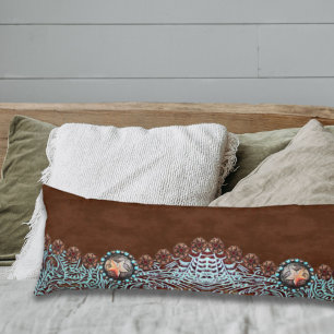 Rustic brown turquoise western country pattern body pillow