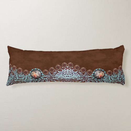 Rustic brown turquoise western country pattern  body pillow