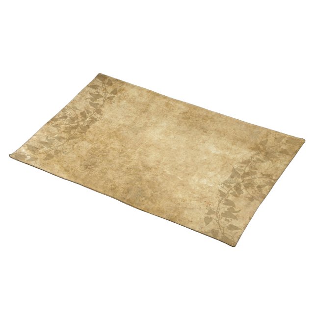 Rustic Brown Vintage paper parchment and vines Placemat (On Table)