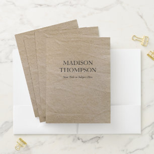 Rustic Brown Vintage Paper Simple Professional  Pocket Folder