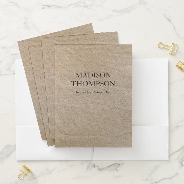 Rustic Brown Vintage Paper Simple Professional  Pocket Folder (In Situ)