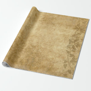 Rustic Brown Vintage parchment and vines Wrapping Paper