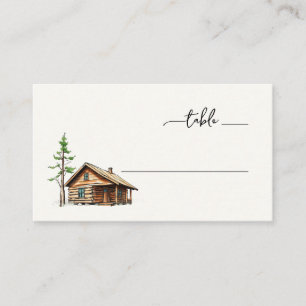 Rustic Brown Watercolor Cabin Illustration Place Card