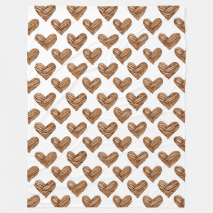 Rustic Brown Weave Hearts Birthday Fleece Blanket