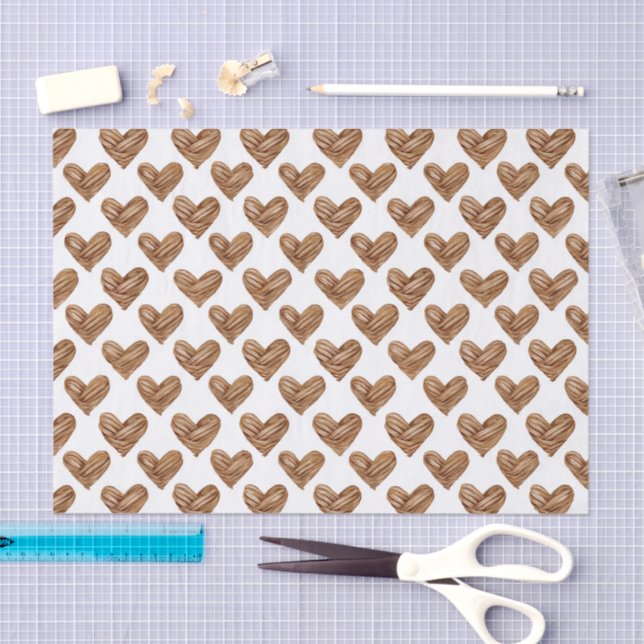 Rustic Brown Weave Hearts Birthday Tissue Paper (Craft)