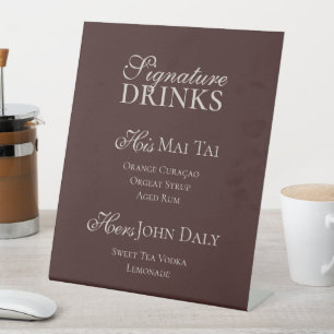 Rustic Brown Wedding Couple Signature Drink Pedestal Sign