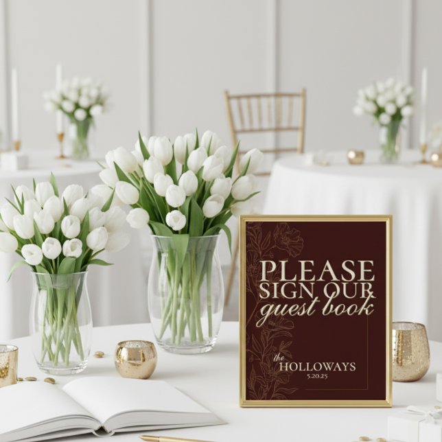 Rustic Brown Wedding Guestbook Acrylic Sign (Invite your guests to leave their love with this Mousse Brown Wedding Guestbook Sign!)