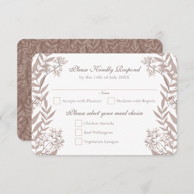 Rustic Brown Wedding Vintage Botanical Invitation (Front/Back)