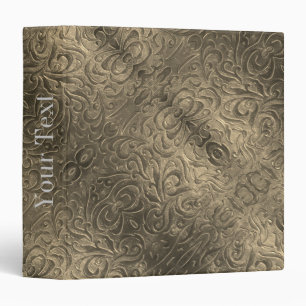 Rustic brown western country leather pattern 3 ring binder