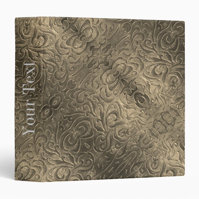 Rustic brown western country leather pattern 3 ring binder (Front/Spine)