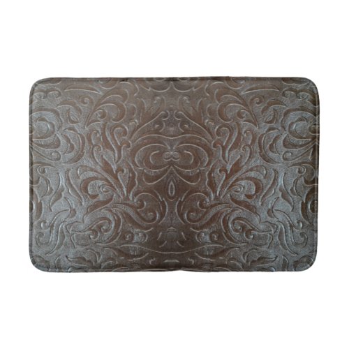 Rustic brown western country leather pattern bath mat