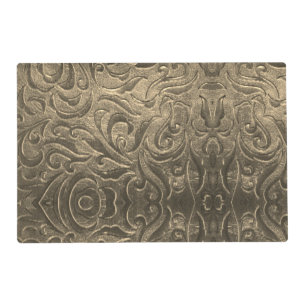 Rustic brown western country leather pattern placemat