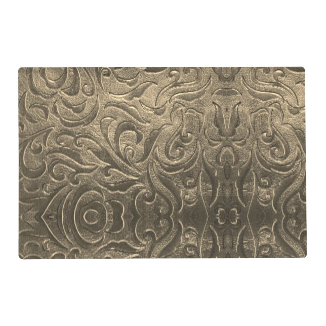 Rustic brown western country leather pattern placemat (Front)