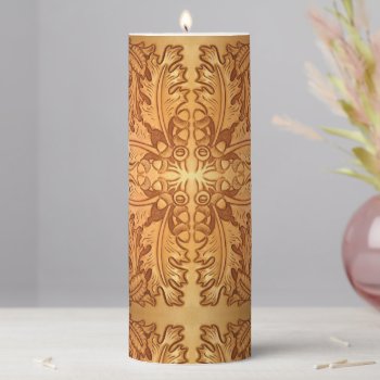 Rustic Brown Western Country Leather Print Pillar Candle by WhenWestMeetEast at Zazzle