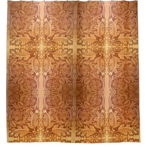Rustic brown western country leather print shower curtain