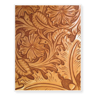 Rustic brown western country tooled leather temporary tattoos